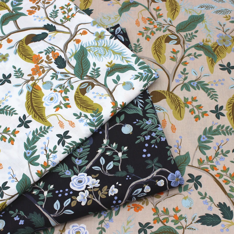 

145x50cm Pastoral Style Pure Cotton Floral Print Fabric 40s Plain Cotton Dress Shirt Clothing Material Thin Sewing Cloth