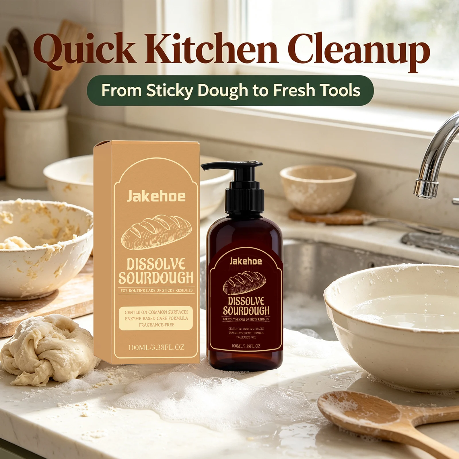 Sticky Dough Cleaner Dissolve Dough Residue Clean Kitchen Tools Suitable for Food Contact Surfaces Gentle Kitchen Stain Remover