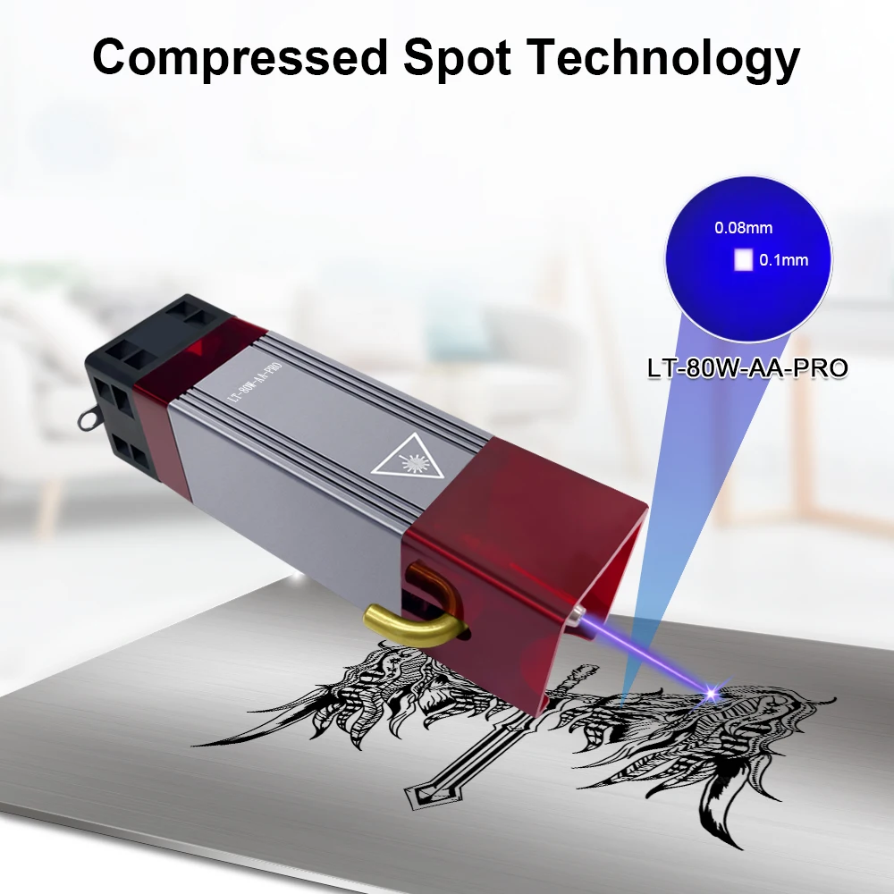 LASER BAUM 450nm 80W High Power Laser Kopf mit Air Assist, Metall Düse, TTL / PWM Schneiden Gravur Laser Modul – Detail 5