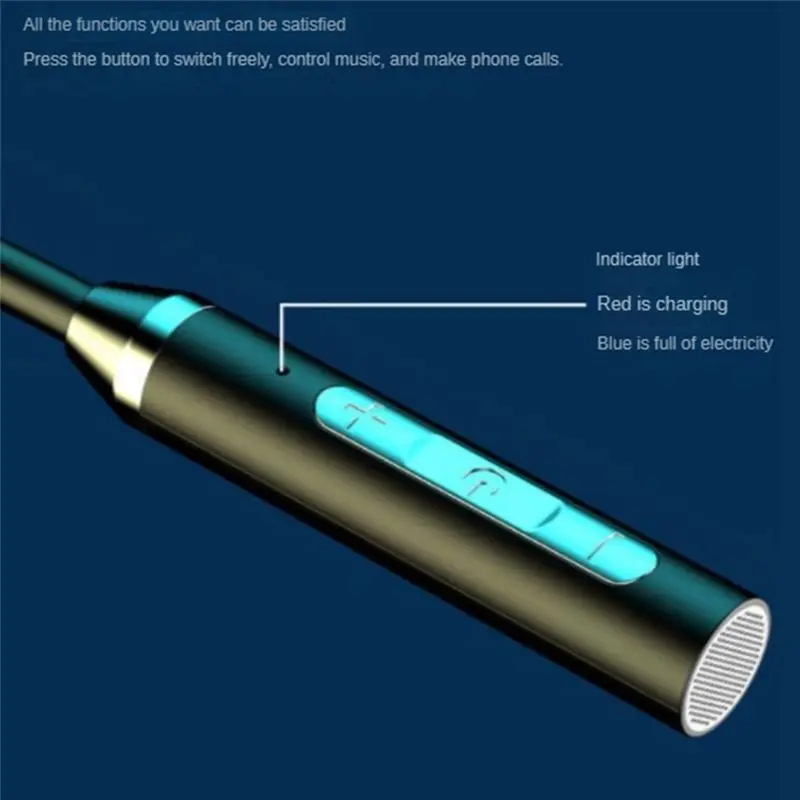 #47Q Consumer Electronics,Wireless Bluetooth Headset Neck Type Stereo Noise Reduction,Blue (Blue)