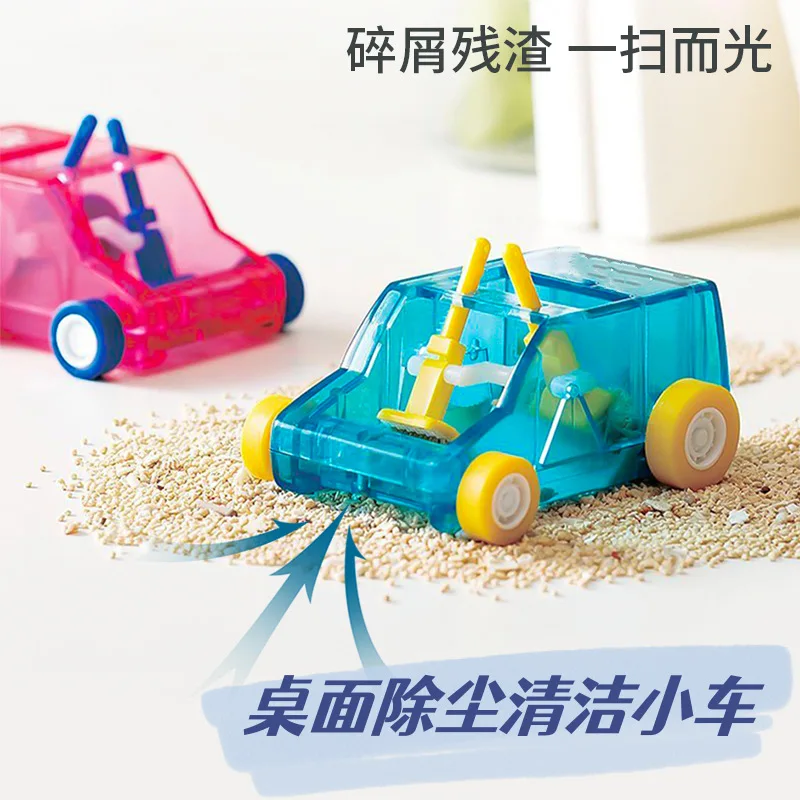 Mini Car Table Dust Cleaning Trolley Desktop Eraser Pencil Shavings Rubber Sweeper Garbage Truck Hand Push Glide Car Kids Toys