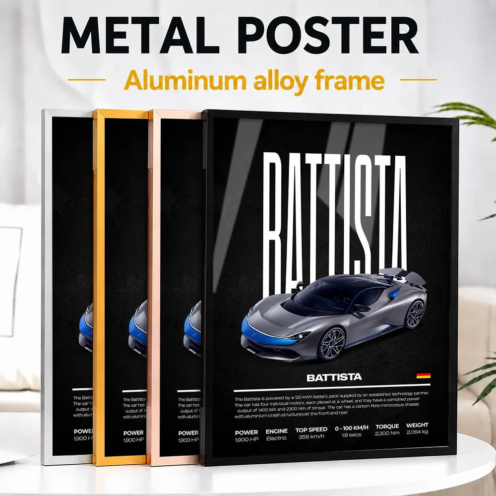 Italy Battista Car Framed Metal Poster Personalized Photo Sleek Performance Style Wall Art For Home Office Ideal Birthday Gift