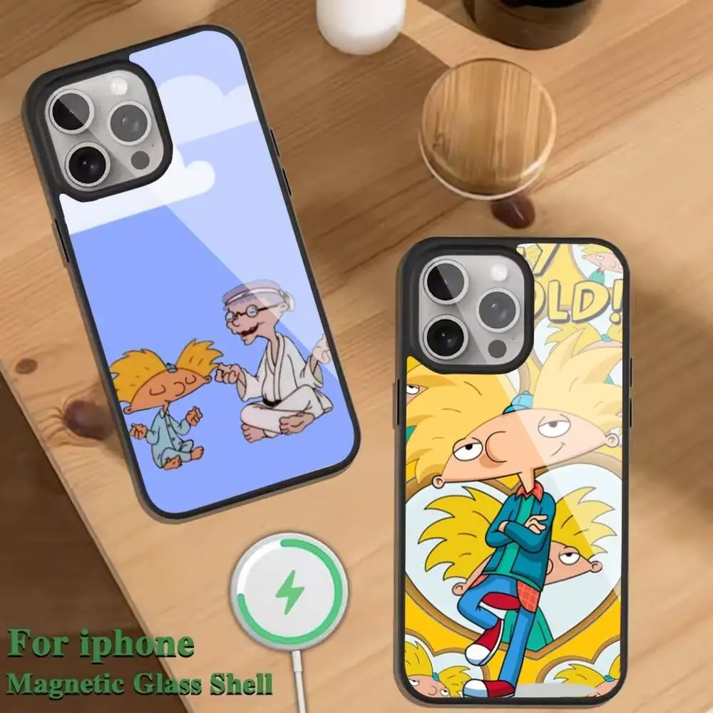 

Hey A-Arnolds Cartoon Phone Case For Magnetic Wireless Charge Cover For iphone 16 15 14 13 12 11 Pro Max Plus Coque