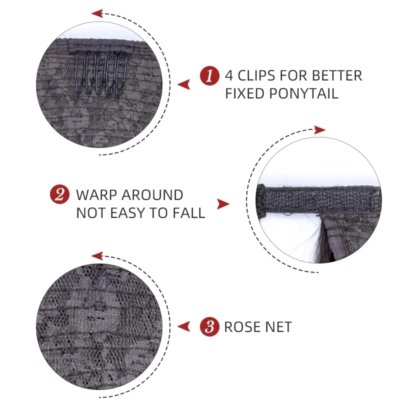 تمديد ذيل حصان مموج طبيعي 12-26 بوصة 100% لف الشعر حول الرباط مع مقاطع ذيل حصان لون نقي هيربيسي للنساء #6