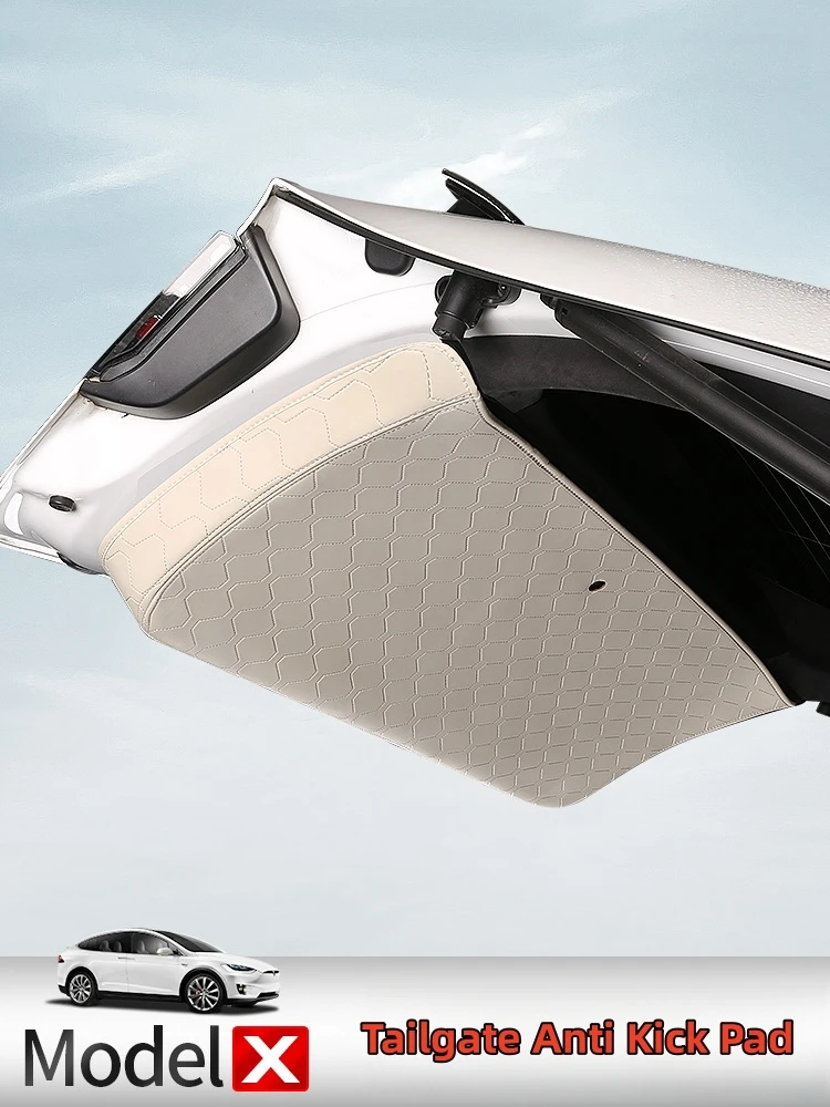 For Tesla Model X 2023 Rear Trunk Tailgate Anti Kick Pad Leather Scratch Resistant Trunk Boot Protective Pad Accessories
