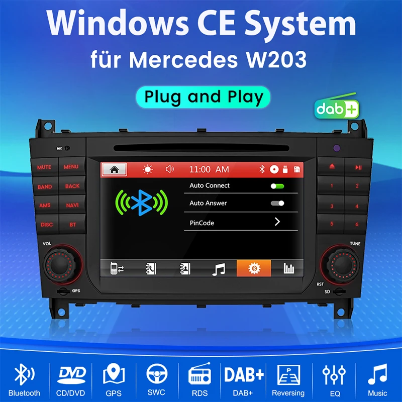 AWESAFE For Mercedes-Benz W203   Car Radio Multimedia Navigation 7inch 2 din Autoradio Stereo DVD RDS DAB+