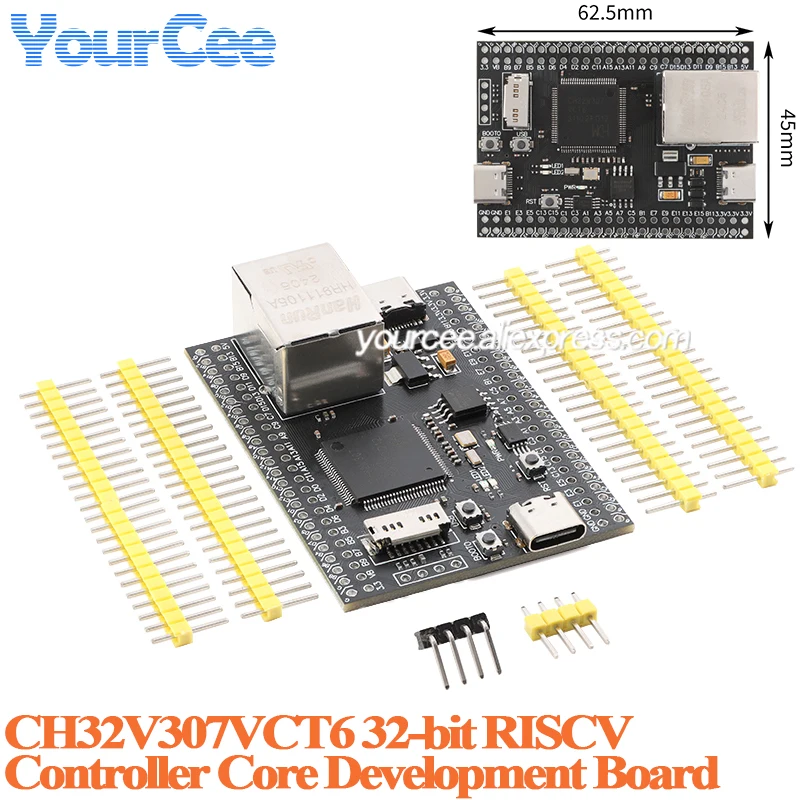 CH32V307VCT6 32-bit RISCV controller microcontroller core development board module 144MHZ Type-C USB2.0 EEPROM24C32 12-bit ADC