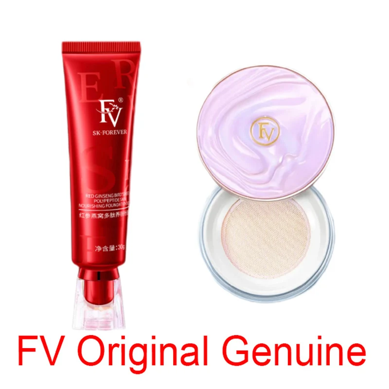 FV Loose Powder FV Red Foundation with Brush Set Acne Concealer Original FV Genuine Matte Setting Hair Powder Maquillaj Cosmetic