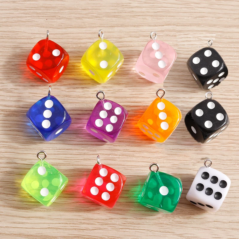 Tusember 10 Stück süße Bonbonfarben Würfel Charms für Schmuckherstellung Tropfen Ohrringe Halsketten DIY Anhänger handgefertigte Accessoires – Detail 1