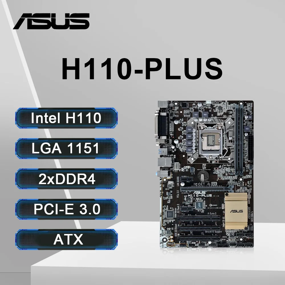 

ASUS H110-PLUS Motherboard Support i7-7700 6700 i5-7600 6500 i3-7300 6300 CPU DDR4 32GB LGA 1151 Intel H110 USB3.0 PCI-E 3.0 ATX