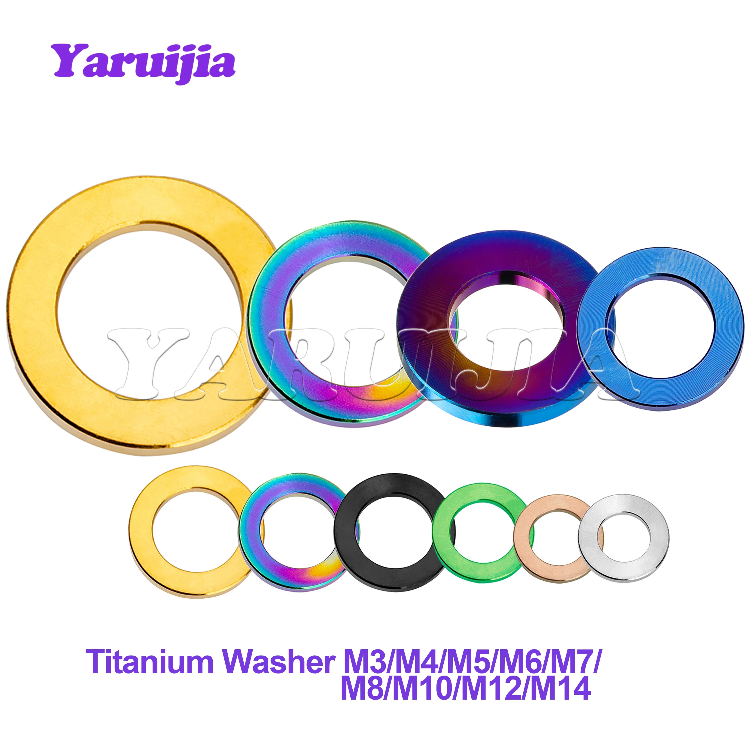 Yaruijia Titanium M3/M4/M5/M6/M7/M8/M10/M12/M14 Titanium Spacer Washer for DIN912 Bolt Screw Bicycle Motorcycle Parts