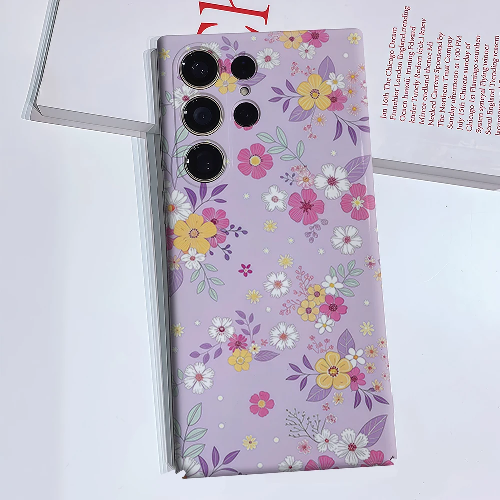 Colorful Ditsy Floral Sea Phone Case for Samsung Galaxy S26 S25 Ultra S24 S23 Ultra Plus Glossy Double-layer Back Cover