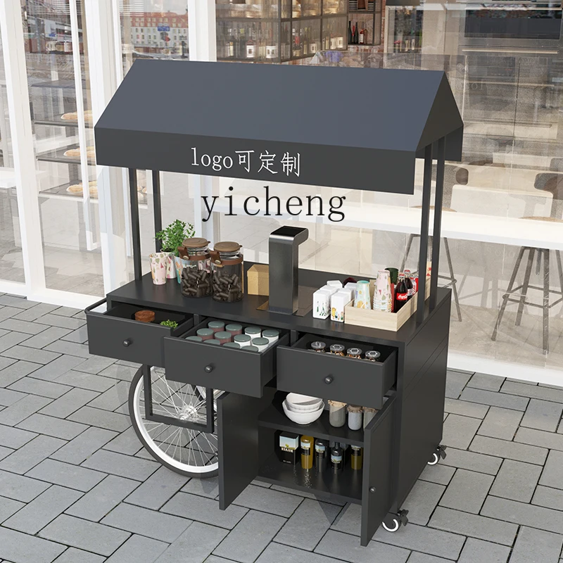TC-25 creative wrought iron float floor cart stall cart display promotional table mobile truck snacks, stall cart