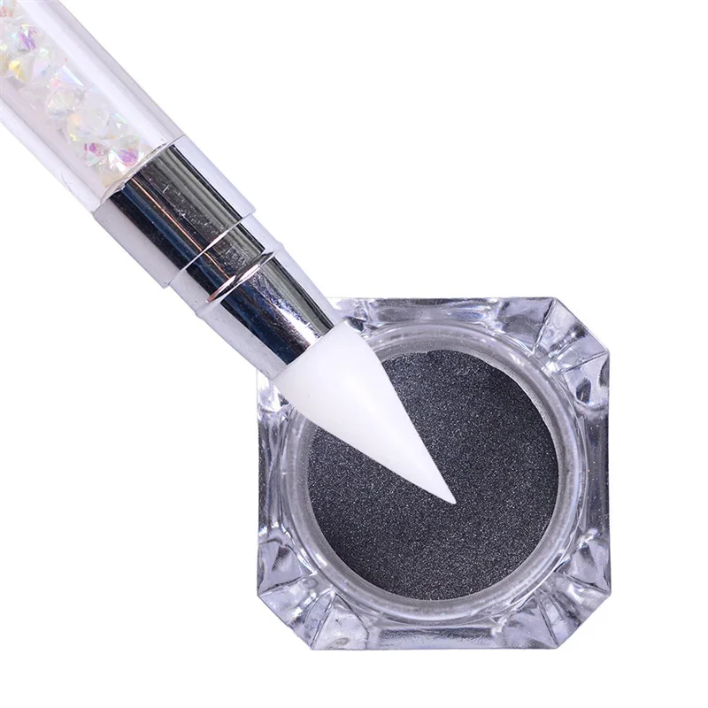 Doppelseitiger Silikon-Nagelkunst-Stift, Nagelkunst-Pinsel, Spiegelglitter-Puder, Punktier- und Malstift für Maniküre – Detail 11