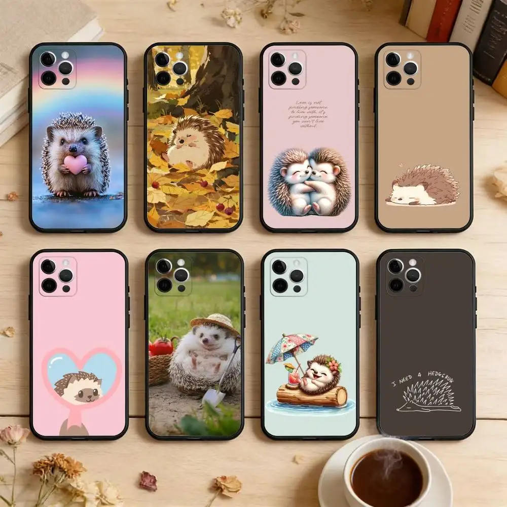

Soft Chubby H-Hedgehog Phone Case For iPhone 17,16,15,14,13,12,11 Plus,Pro Max,XS,Soft Silicone Black Cover