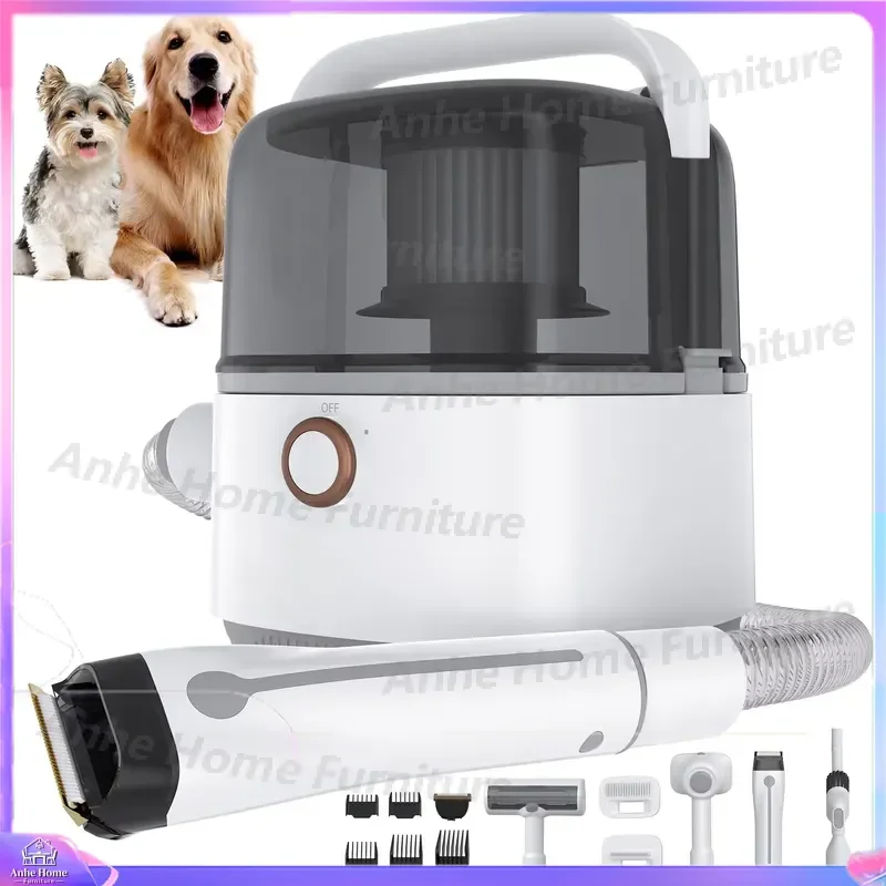 Pet Grooming Vacuum Kit 99 Percent Hair Suction Professional Trimmer Scissors Clipper Set for Dogs Cats Animals Low Noise