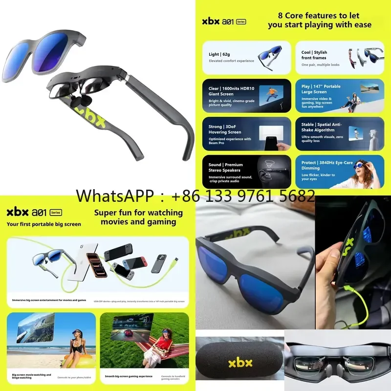 WSQ Xbx A01 Smart AR Glasses 147 Inch Giant Screen Ultra-lightweight 62g,FOV50,Supports HDR10,1600 Nits Brightness