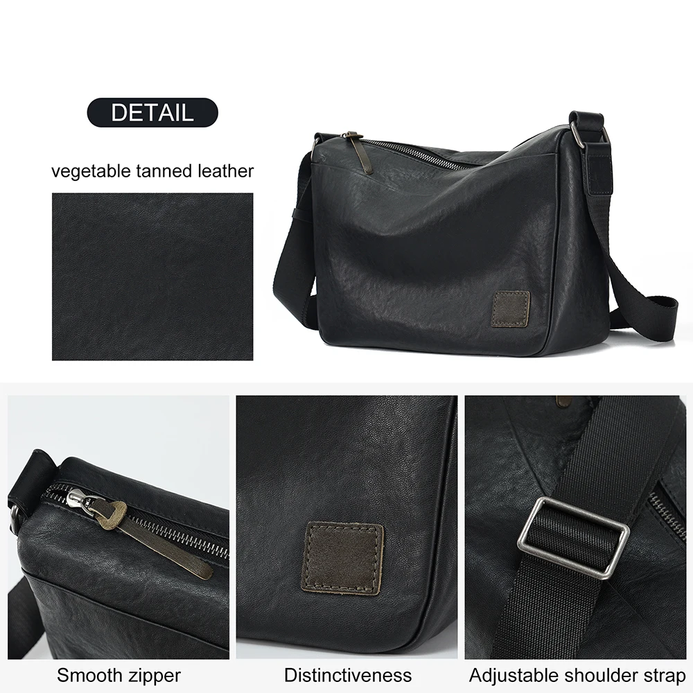 Men's motorcycle head layer cowhide shoulder bag high-end casual and fashionable crossbody bag