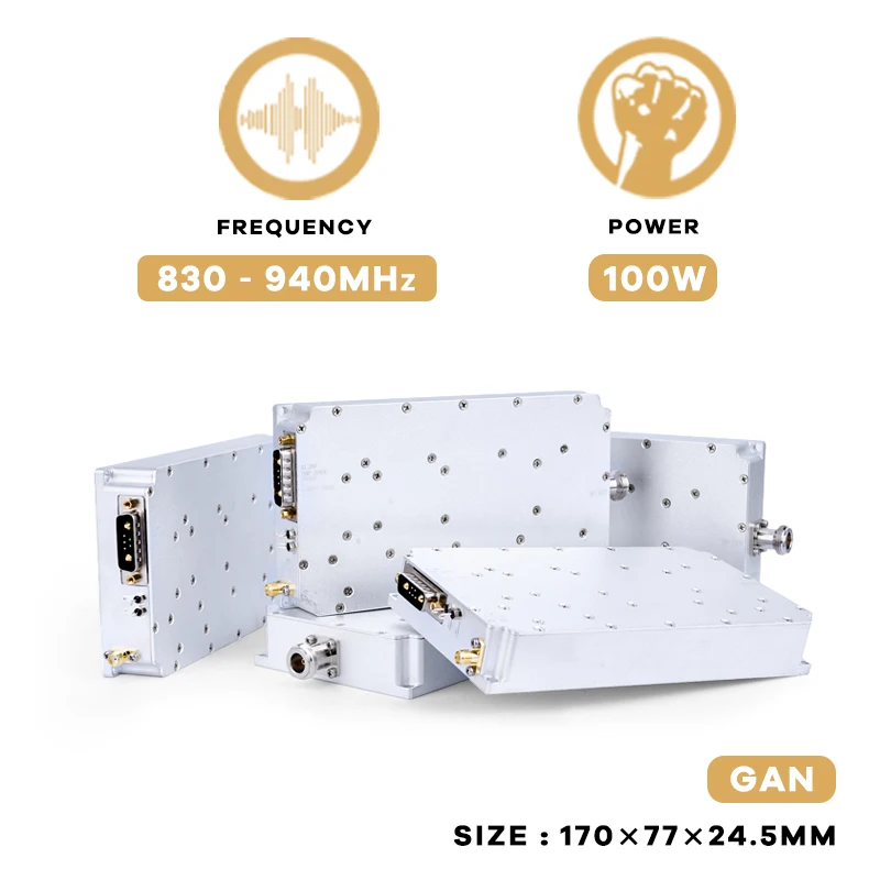 Sistema de interferencias de C-UAS, módulo antidrones con amplificador de potencia RF, defensa de señal de bloqueo, 100W, 830-940MHz, FPV, UAV