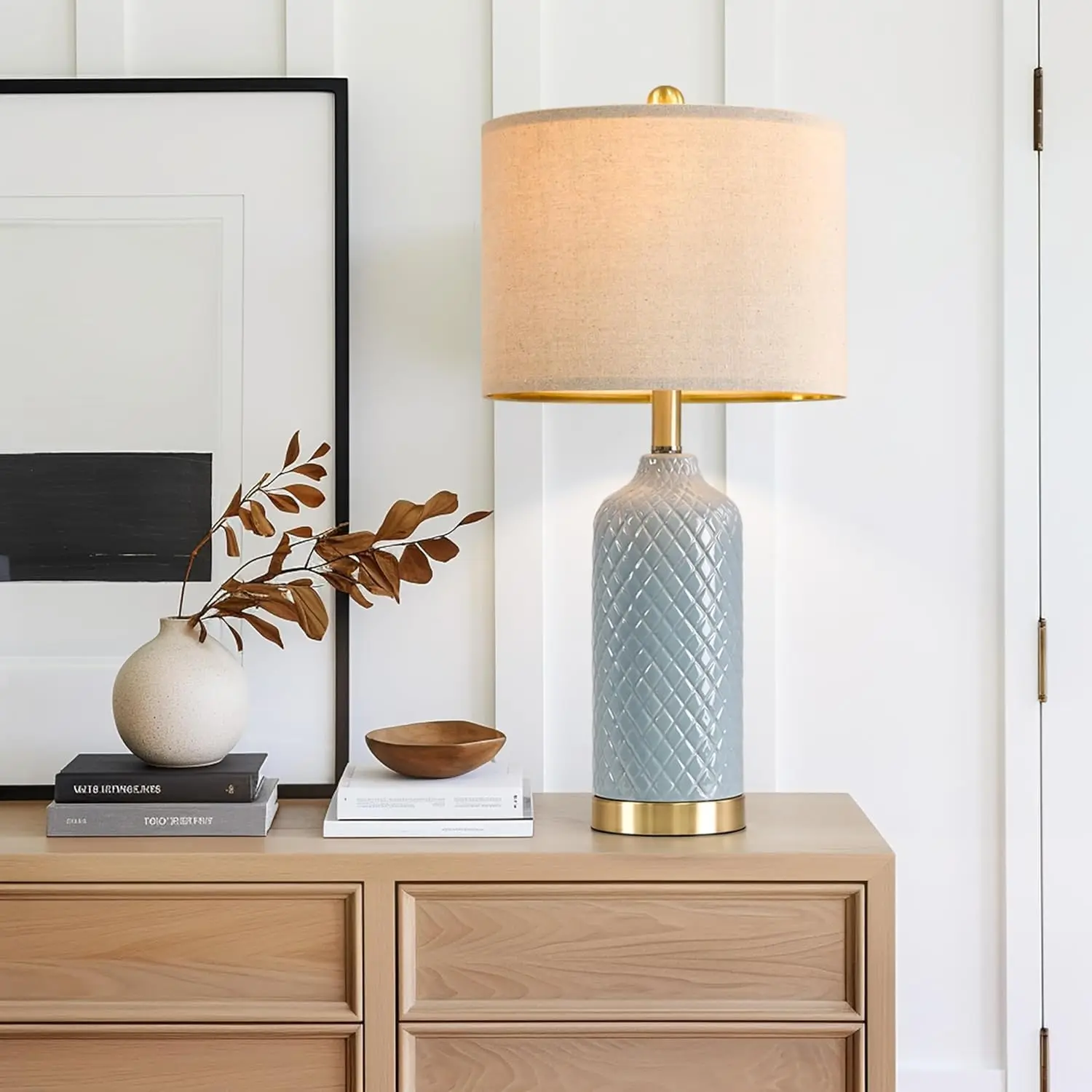 

Современная керамическая синяя настольная лампа для гостиной, спальни, декора в стиле бохо, ночник для чтения, подарок для дома и офиса