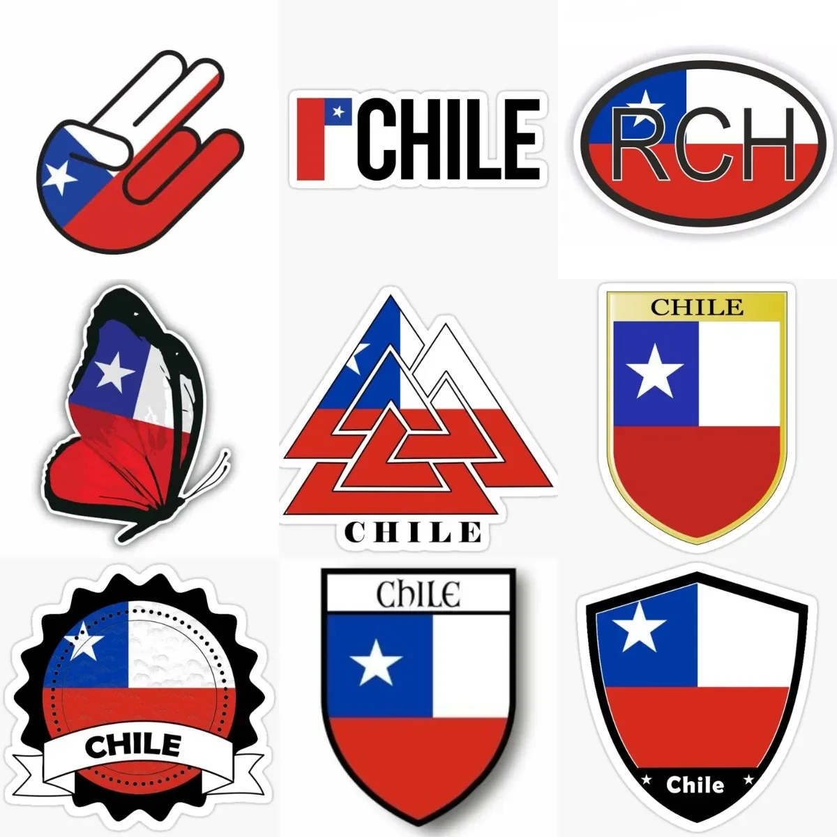 

Chile Flag Badge Creative PVC Sticker for Covered Scratch Decorate Window Laptop Motorcycle Truck Wall Car Room Helmet Table