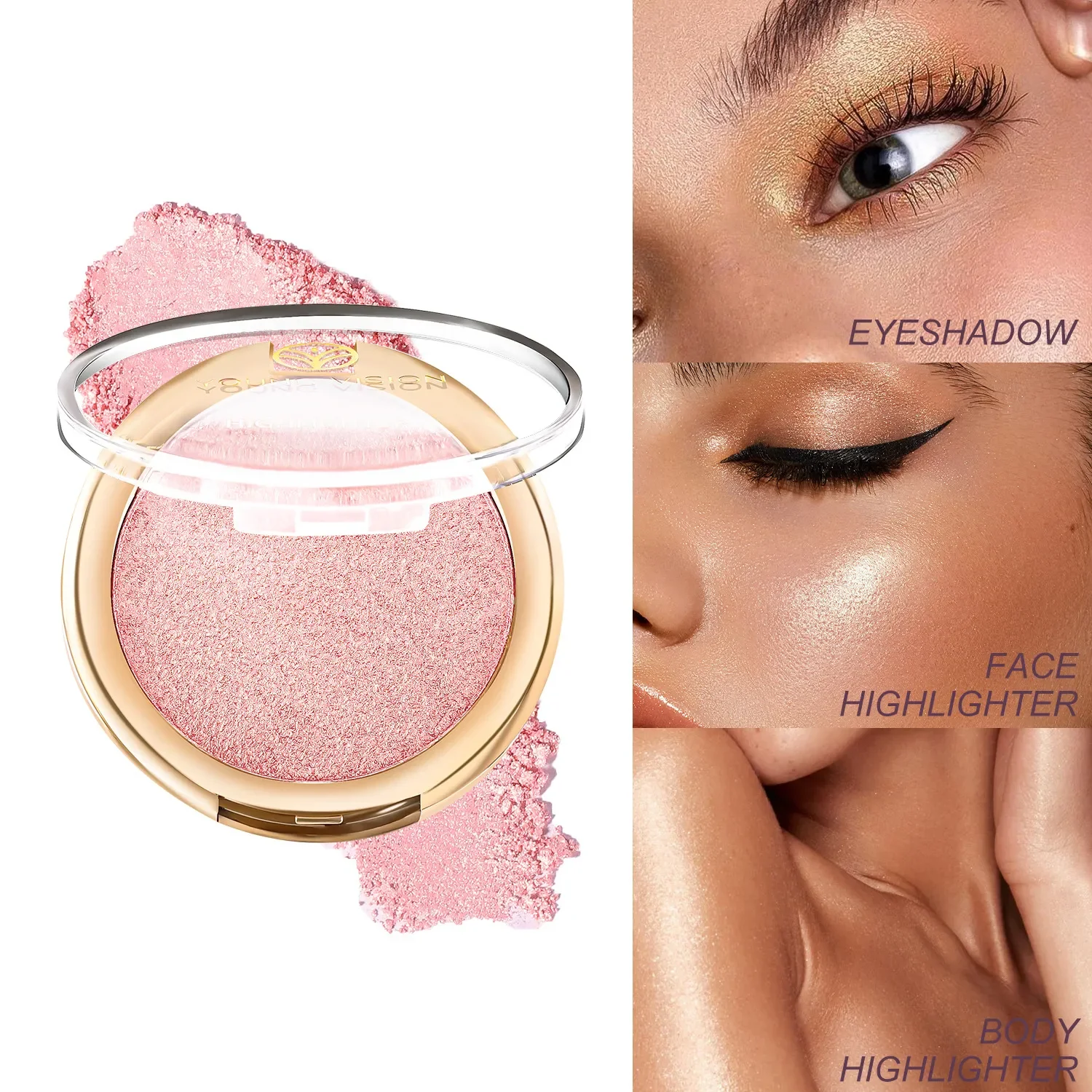 Facial Highlighter Maquiagem Paleta, Rosto Durável, Iluminar Contorno, Shimmer Em Pó, Iluminador 3D, Destaque Cosméticos, 6 Cores