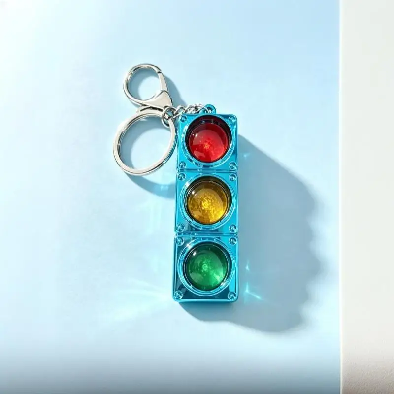 3D-gedruckter Ampel-Schlüsselanhänger, modischer, lustiger Anhänger in Form eines Signallichts, Taschen- oder Autoschlüsselring, Dekoartikel, Geschenk für Studenten, Paare, Accessoire. – Detail 6