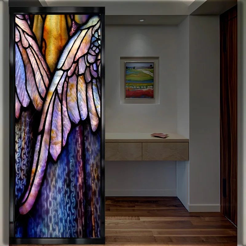 Custom wonderful custom color art color painting retro church glass moving doors and windows into the door porch