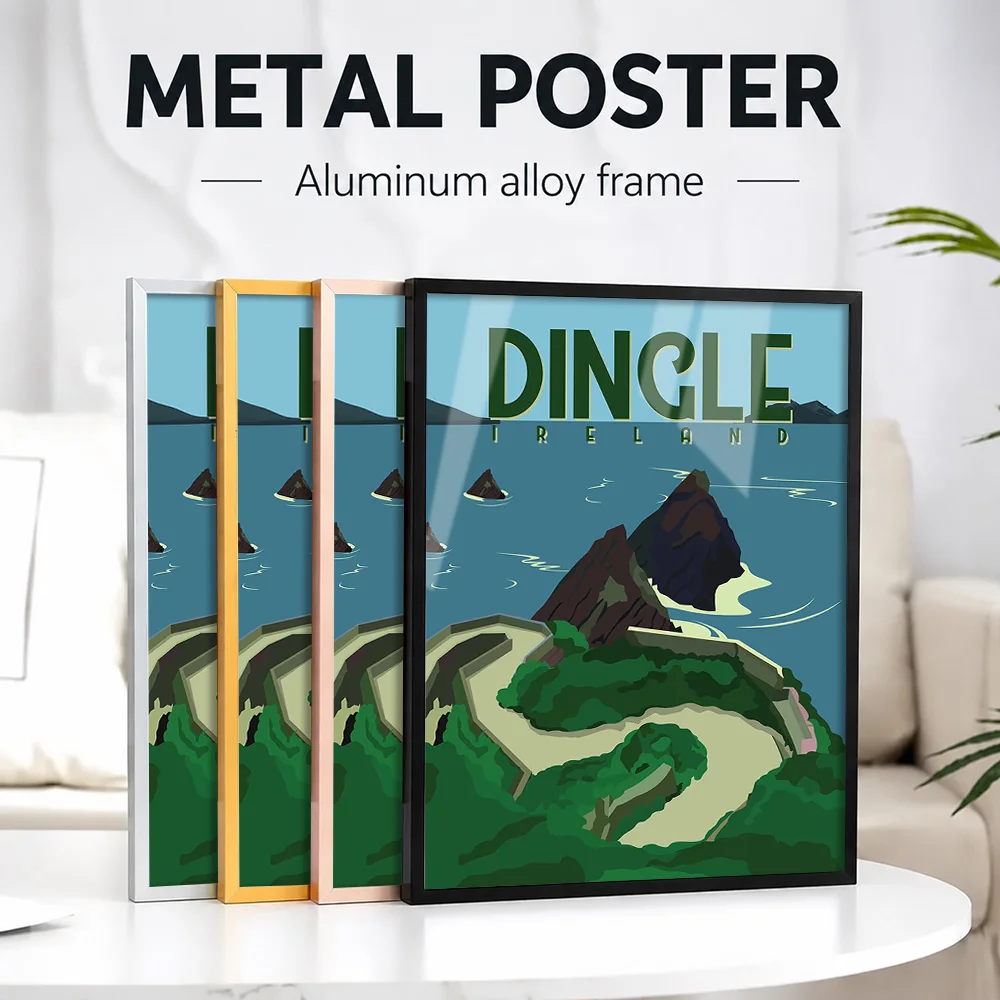 Dingle Ireland Travel Framed Aluminum Metal Poster Customized Photo Modern Scenic Style Wall Art For Home Office Traveler Gift