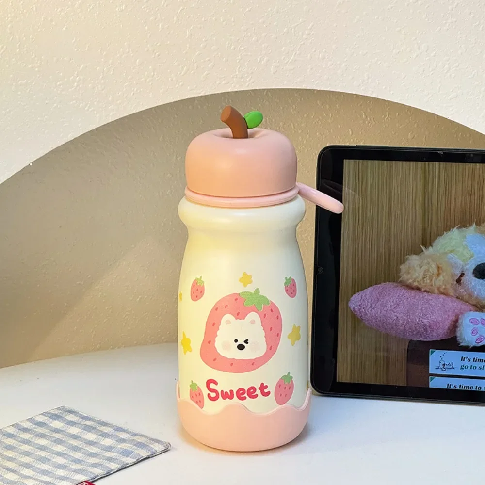 

Cute 500ml Thermal Cup Large Capacity Stainless Steel Vacuum Cup with Handle Cartoon Pattern Insulated Cup Gift