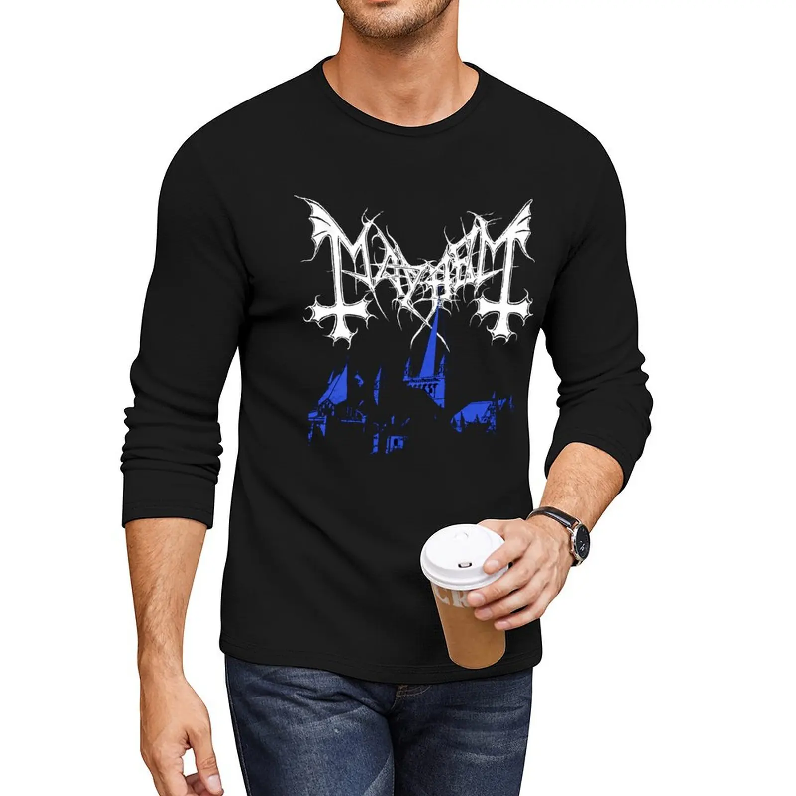 Mayhem - Norway Band - Original Logo - Fanart De Mysteriis Dom Sathanas Long T-Shirt Blouse heavy weight t shirts for men