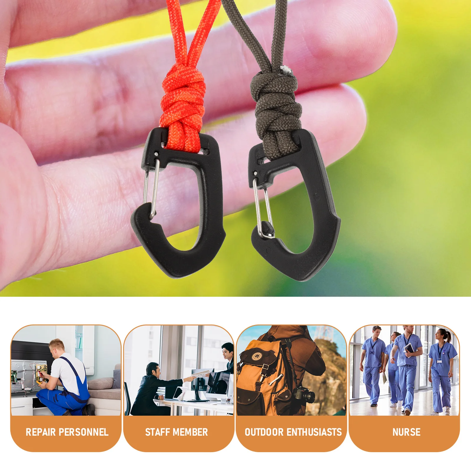 8 قطع من حبل مريح يمكن ارتداؤه مع مشبك حلقة مفاتيح للبقاء اليومي في الهواء الطلق، ملحقات سهلة الحمل