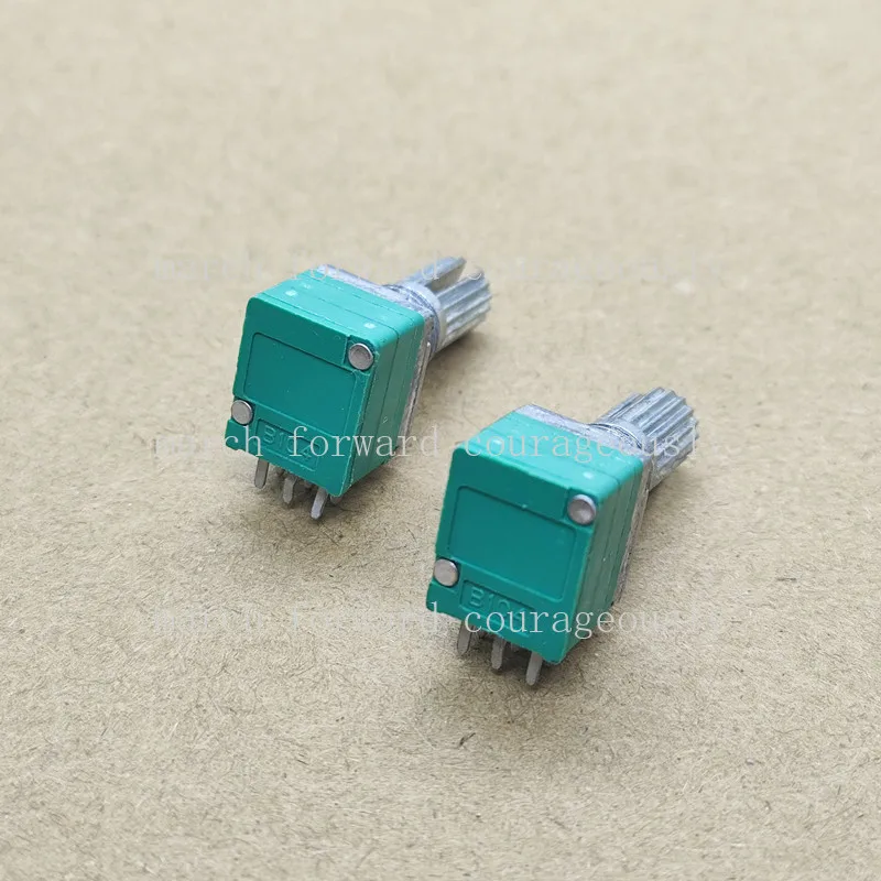 10pcs Type 09 B104 dual 6-pin sealed potentiometer for B100K audio volume adjustment. Handle length: 15MM