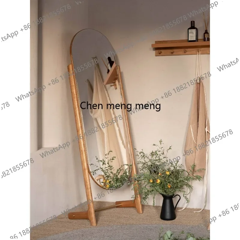 A139Solid wood full-length mirror full-body floor mirror wall-mounted household bedroom