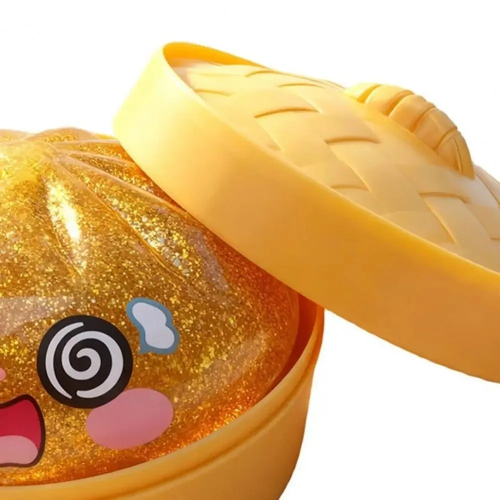 

Glitter Dumplings Squishy Soft Slow Resilience Squishy with Steamer Fidget Steamed Bun Squishy Pinch Le