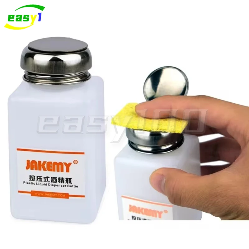 JAKEMY JM-Z11 180ML Portable Plastic Liquid Dispenser Bottle  Alcohol Pumping Empty Bottle for Mobile Phone Repair&Cleaning