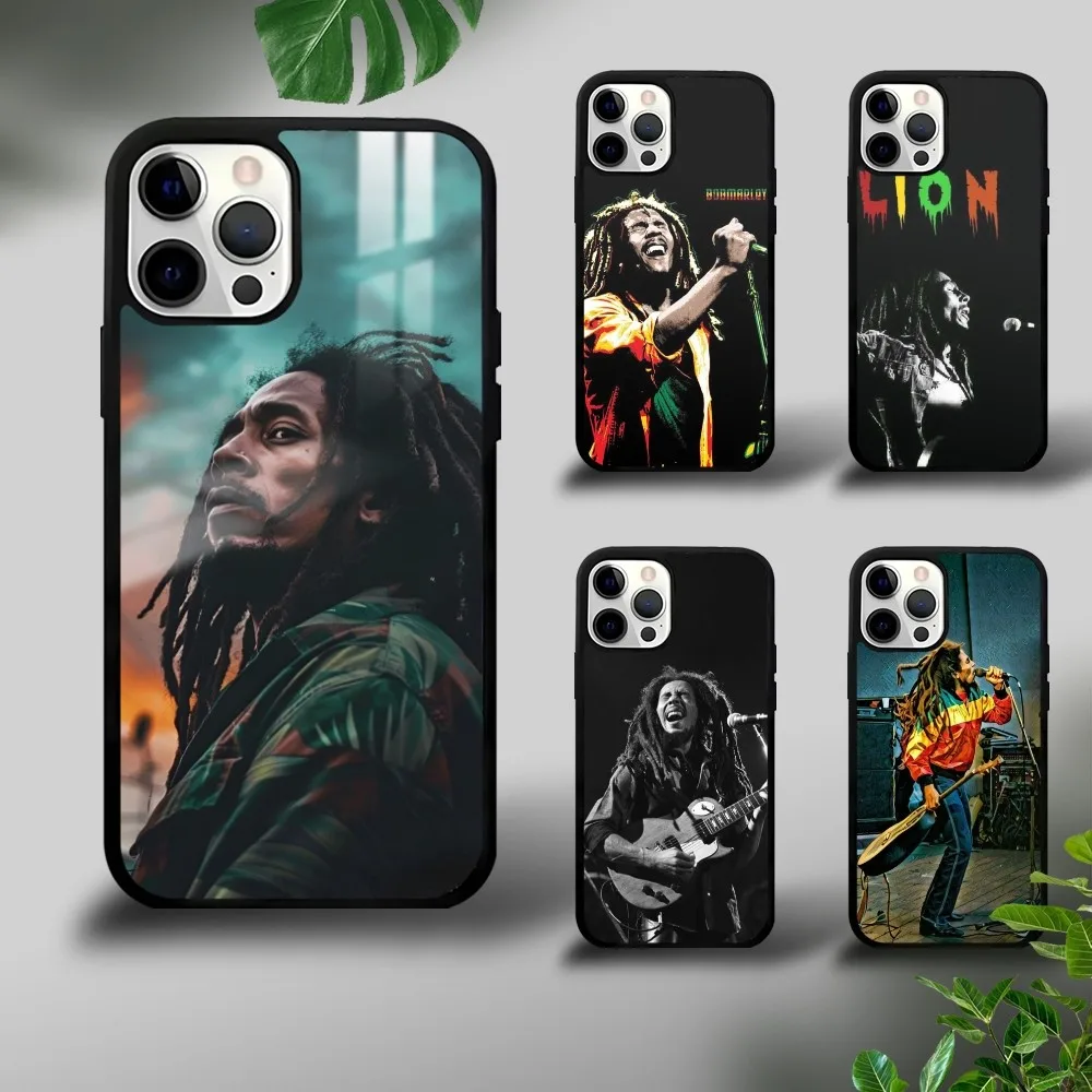 B-Bob Marley Rasta Reggae Phone Case For iPhone 16 15 14 13 12 11 Pro Xs Max Mini Plus Celulares Hard Funda