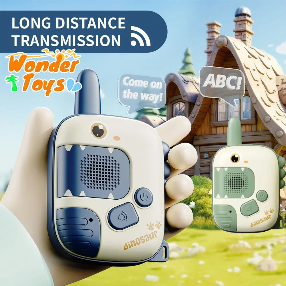 2-teiliges Dinosaurier-Walkie-Talkie für Kinder, Radio, Cartoon-Handy für Kinder, Kontaktgerät, kabelloses Spiele-Spielzeug für drinnen und draußen