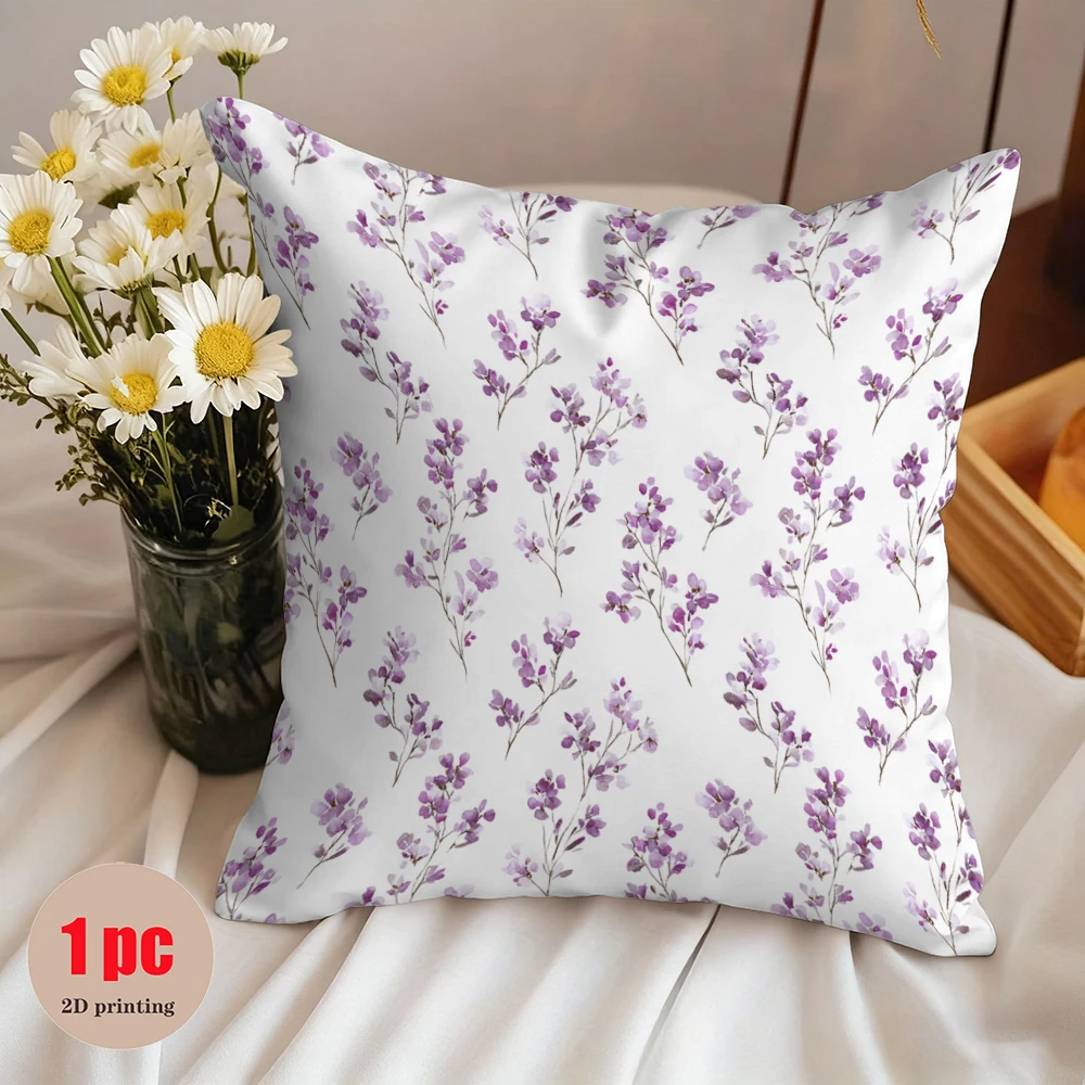 Funda de almohada con estampado floralFundas de almohada de poliéster transpirable para sala de estar, dormitorio, decoración de terraza al aire libre