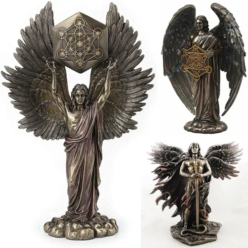 

Talmudic Judaism Metatron Angel Holding Sacred Flower of Life Geometric Statue,Angelic Celestial Scribe Prophet Enoch Figurine