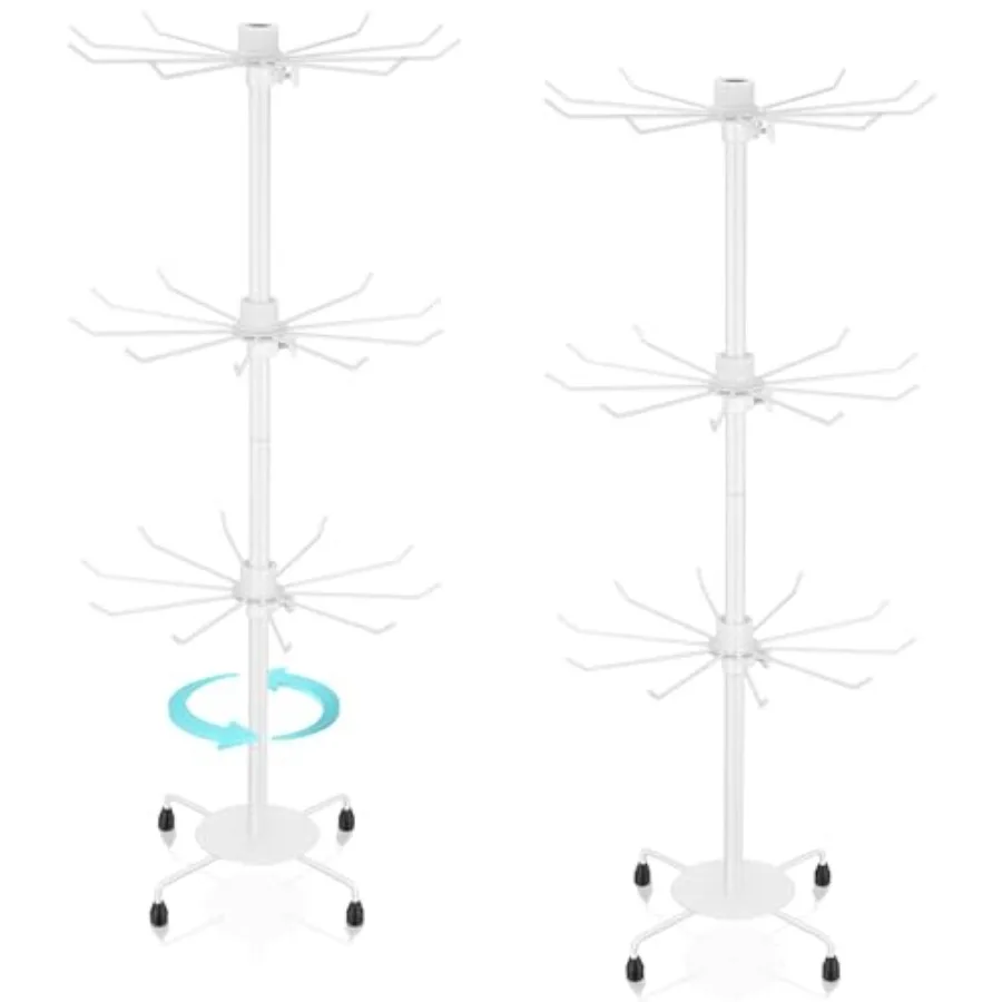 

2 шт. вращающаяся подставка для ювелирных изделий, 3-уровневый вращающийся брелок для сережек, розничная стойка, регулируемая модная стойка для ювелирных изделий, дерево