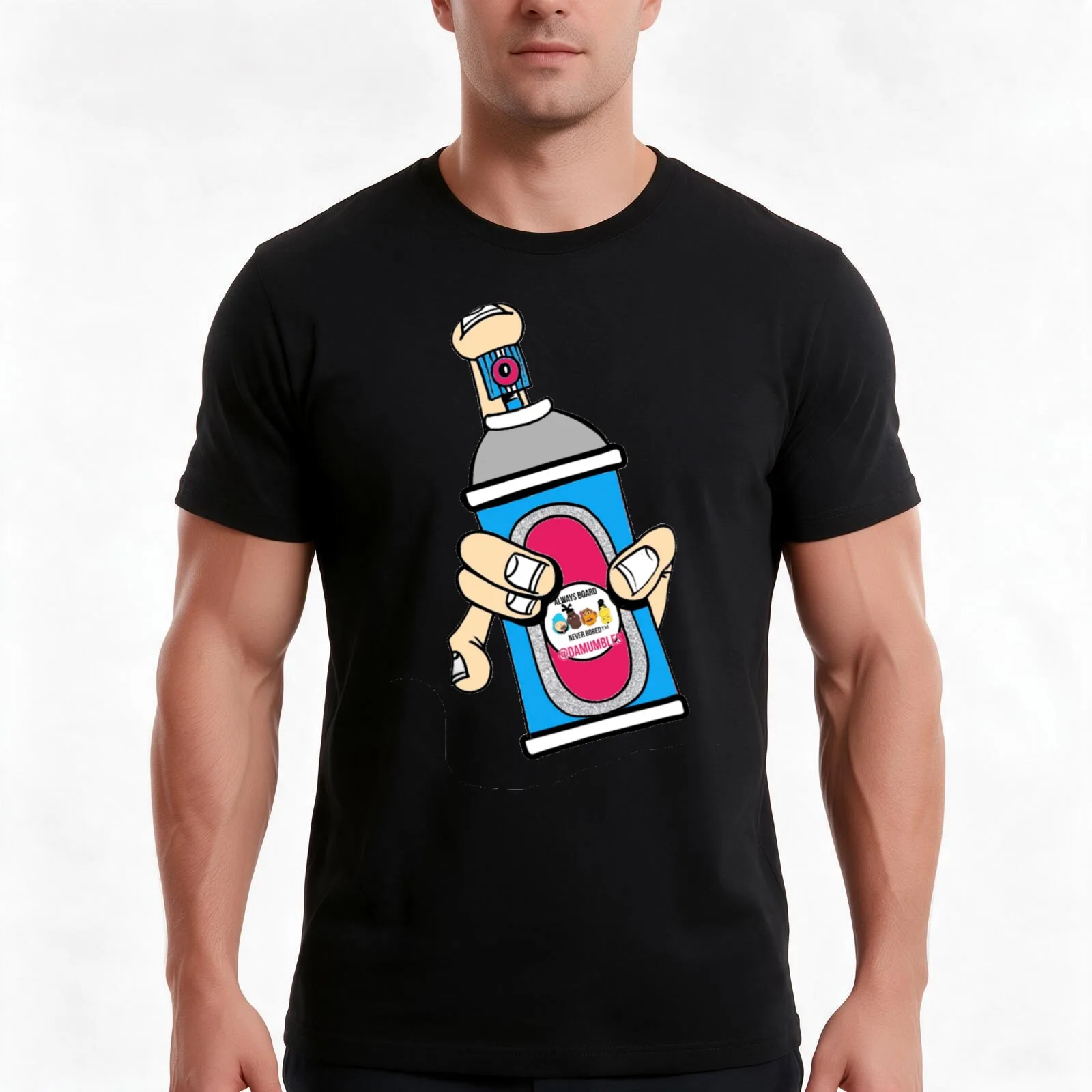 Spray Can T-Shirt Summer Casual Cotton Tee Oversized Streetwear Tops Vintage Graphic Print Loose Fit Short Sleeve