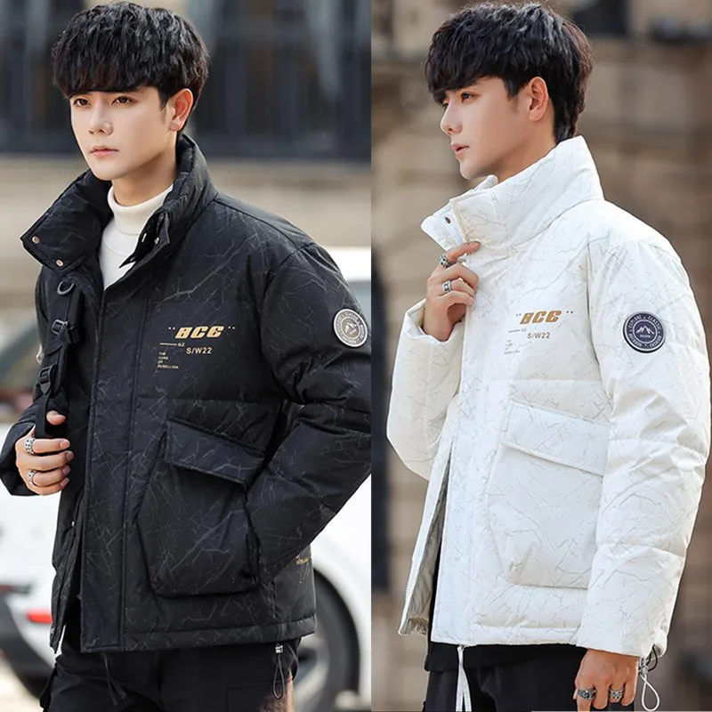 

Мужской пуховик 2025: Новинка зимы, модный дизайн с воротником-стойкой, теплый, белый, молодежный стиль, суперпопулярный.