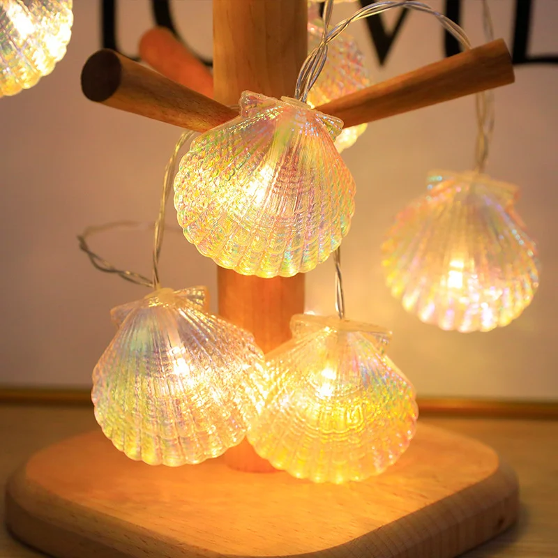 Shell String Lights Shell Shapped Light Indoor Battery Powered Sea Shell String Lights for Christmas Wedding Party Bedroom