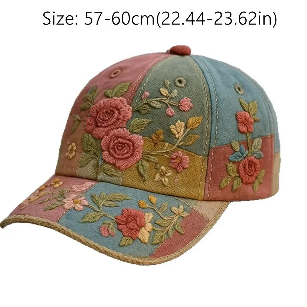 New Design Polyester Unisex Hat Vintage Durable Floral Cap Retro Breathable Embroidered Hat - view 6