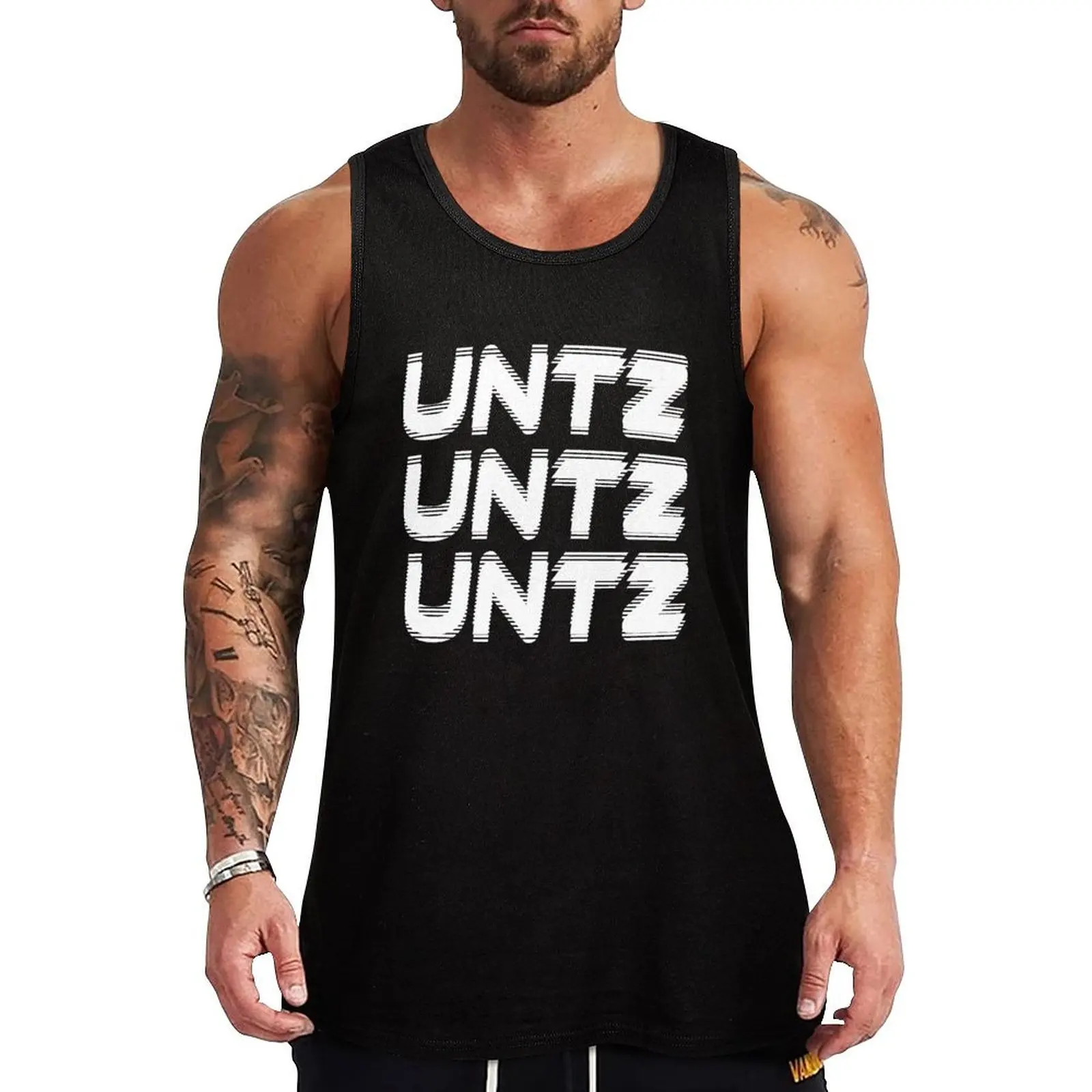 Techno white UNTZ Tank Top Men's sleeveless t-shirt summer muscle t-shirt muscular man