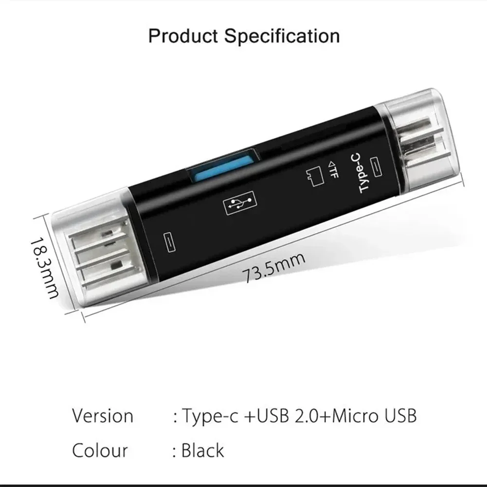 Lettore di schede OTG 5 in 1 Adattatore per lettore di schede di memoria Micro USB TF multi-in-one Adattatore OTG USB tipo C per telefono cellulare