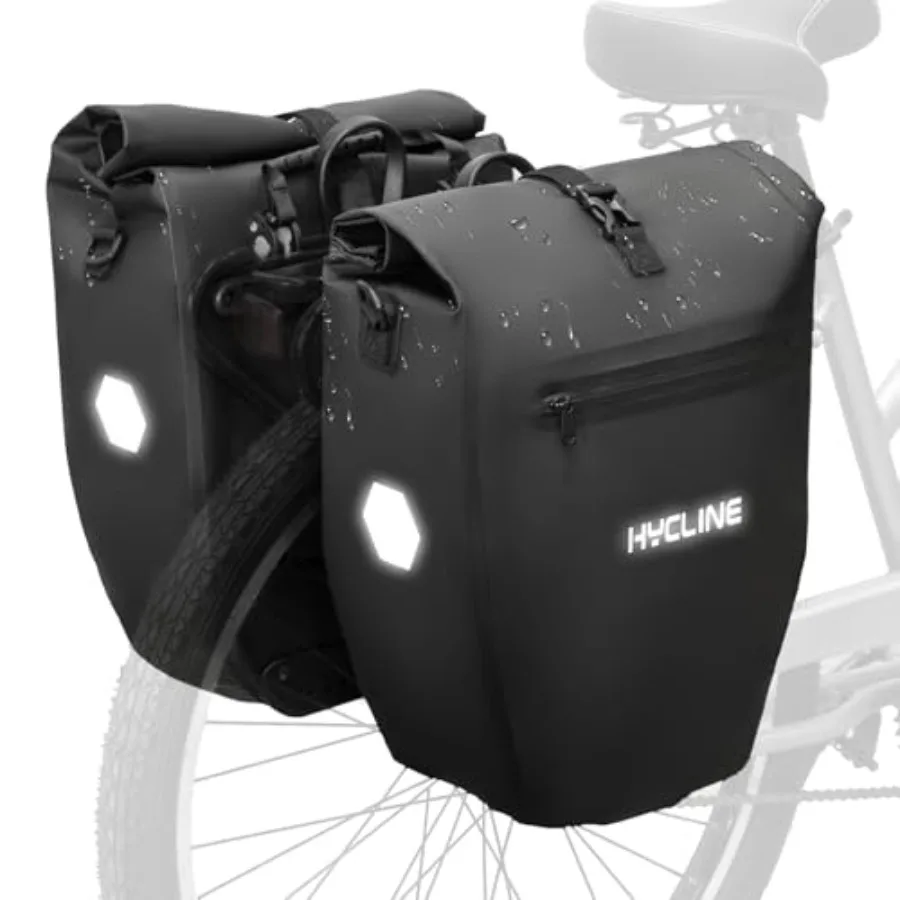

Waterproof Bike Panniers Bag: Bicycle Rear Rack Bags 28L Large Capacity with Dual Carrying Handle and Shoulder Strap for Commut