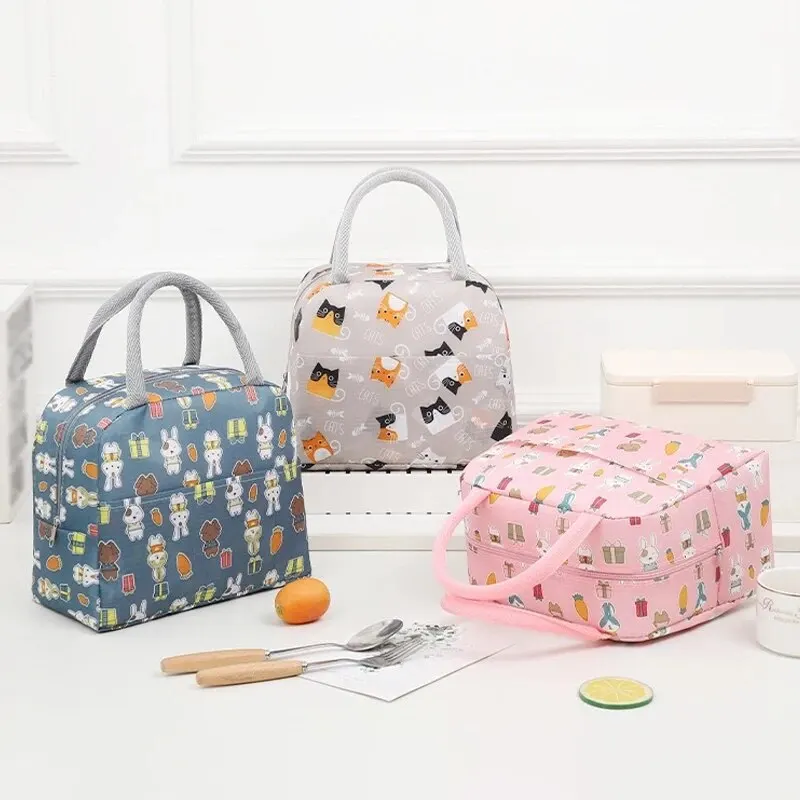 Cartoon Cute Portable Tote Lunch Box Bento Box Animal Pattern Lunch Bag Insulated Food Bag Lunch Box Bag Picnic Bag