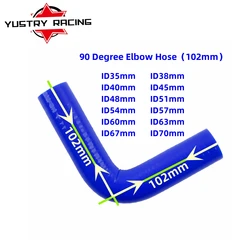 Blue3-PLY Length:102mm 90 DEGREE ELBOW TURBO/INTERCOOLER/INTAKE SILICONE COUPLER HOSE ID(mm):35 38 40 45 48 51 54 57 60 63 67 70